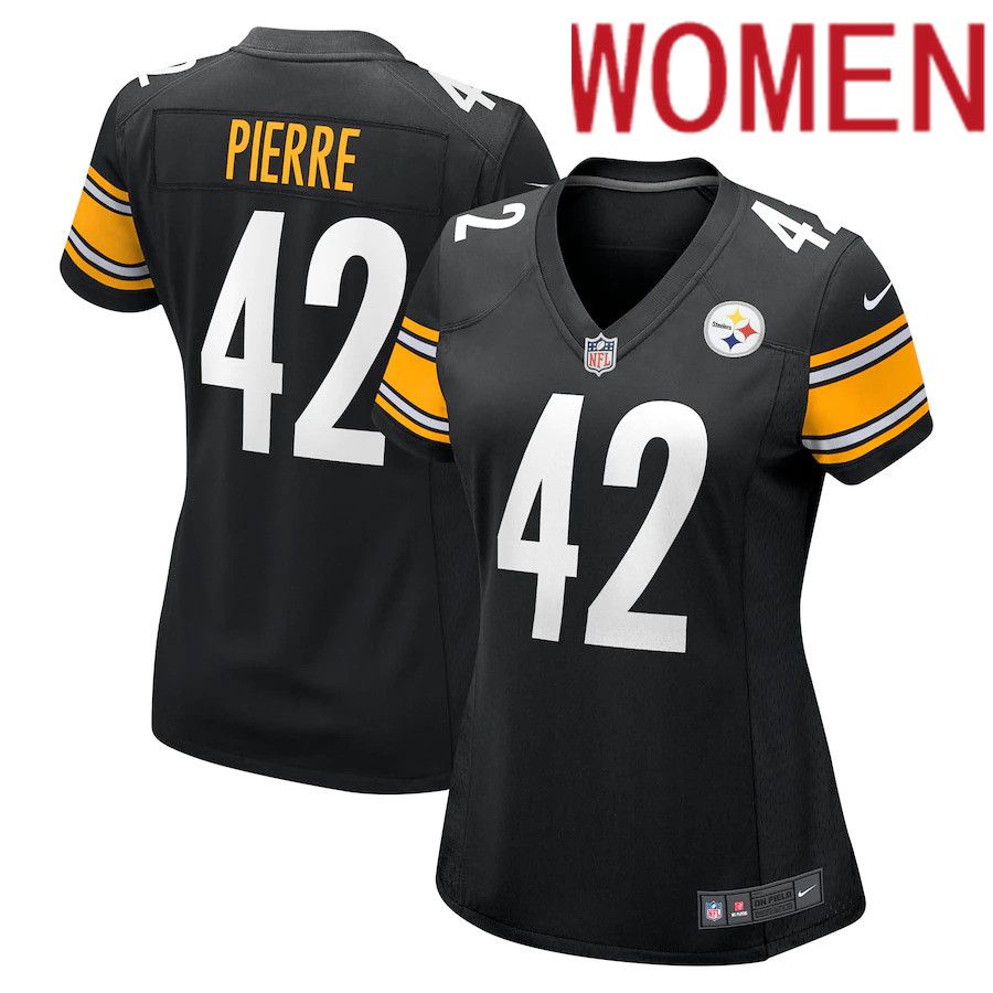 Women Pittsburgh Steelers #42 James Pierre Nike Black Team Game NFL Jersey->women nfl jersey->Women Jersey